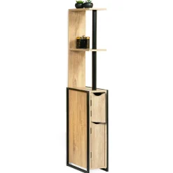 Meuble WC 2 portes DETROIT avec étagères design industriel
