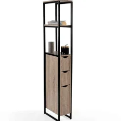 Meuble WC 3 portes DETROIT design industriel avec étagères