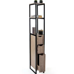 Meuble WC 3 portes DETROIT design industriel avec étagères