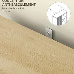 Meuble WC dessus de toilette style bohème - porte coulissante, étagère, niche - effet bois clair