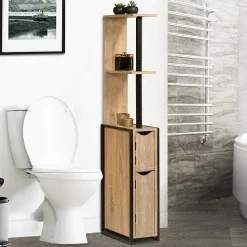 Meuble WC en bois et métal - 18 x 30 x 119 cm - FACILITYS