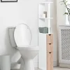 Meuble WC étagère WILLY bois 3 portes blanc et hêtre