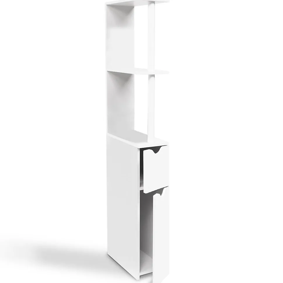Meuble WC étagère WILLY bois 2 portes blanc