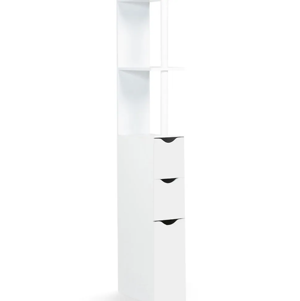 Meuble WC étagère WILLY bois 3 portes blanc