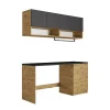 Meubles de buanderie pour machine à laver avec plan de travail - L182 cm - Anthracite et naturel clair - NATAJI