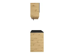 Meubles de buanderie pour machine à laver avec plan de travail - L182 cm - Anthracite et naturel clair - NATAJI