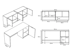 Meubles de buanderie pour machine à laver avec plan de travail - L182 cm - Anthracite et naturel clair - NATAJI