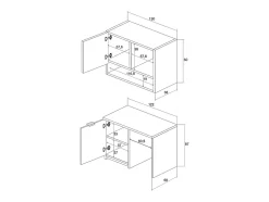 Meubles de buanderie pour machine à laver avec plan de travail - L122 cm - Blanc et naturel clair - NATAJI