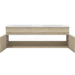 Meubles double vasque 120cm vasque + miroir 3 couleurs lumineux Chêne Wotan