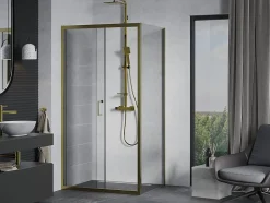 Mexen Apia cabine de douche coulissante 100 x 90 cm, transparent, or - 840-100-090-50-00