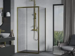 Mexen Apia cabine de douche coulissante 90 x 80 cm, transparent, or - 840-090-080-50-00