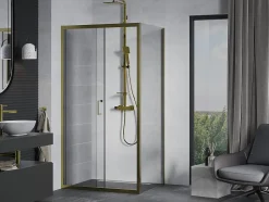 Mexen Apia cabine de douche coulissante 90 x 80 cm, transparent, or - 840-090-080-50-00