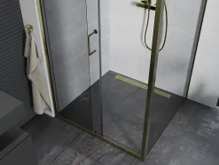Mexen Apia cabine de douche coulissante 90 x 80 cm, transparent, or - 840-090-080-50-00