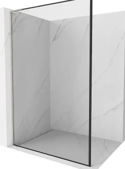 Mexen Kioto L paroi de douche Walk-in 50 x 200 cm, cadre noir, nickel brossé - 800-050-103-97-70