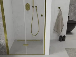 Mexen Lima portes de douche pliantes 100 cm, transparentes, dorées - 856-100-000-50-00