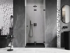 Mexen Lunar-F porte de douche pliante droite 65 cm, transparentes, noires - 836-065-000-70-00-P