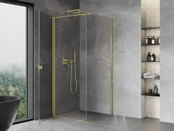 Mexen Mist-B cabine de douche pivotante 100 x 100 cm, transparent, or brossé - 8A2T-100-100-55-00