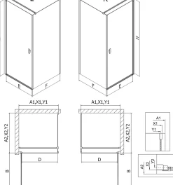 Mexen Mist-B cabine de douche pivotante 100 x 100 cm, transparent, or brossé - 8A2T-100-100-55-00