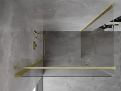 Mexen Mist-B cabine de douche pivotante 80 x 100 cm, transparent, or brossé - 8A2T-080-100-55-00
