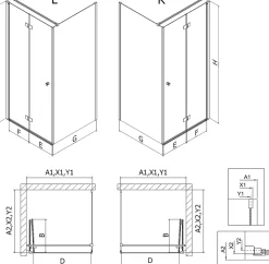 Mexen Mist-F cabine de douche pliante droite 80 x 100 cm, cadre noir, noir - 8A6T-080-100-70-70-P