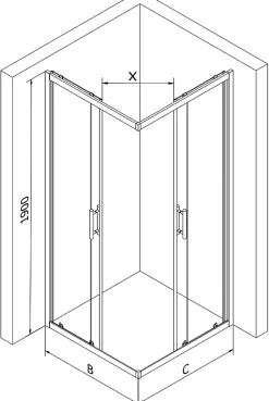 Mexen Rio cabine de douche carrée 70 x 70 cm, transparente, noire - 860-070-070-70-00