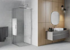 Mexen Rio cabine de douche carrée 80 x 80 cm, bandes blanches, chrome - 860-080-080-01-20