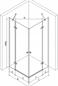 Mexen Roma Duo cabine de douche pivotante 120 x 90 cm, transparent, chrome - 854-120-090-02-00