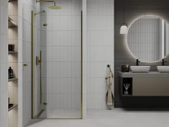Mexen Roma porte de douche battante 90 cm, transparent, doré - 854-090-000-50-00