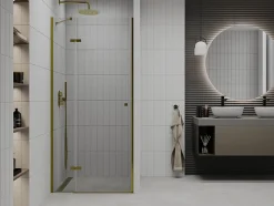 Mexen Roma porte de douche pivotante 120 cm, transparentes, dorées - 854-120-000-50-00