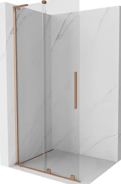 Mexen Velar L paroi de douche coulissante Walk-in 120 x 200 cm, transparent 8 mm, cuivre brossé - 871-120-003-03-65