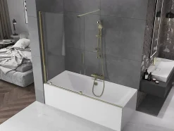 Mexen Velar pare-douche 2 plis coulissant 180 x 150 cm, transparent, doré - 896-180-000-01-50