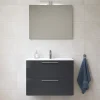 Mia ensemble meuble 79x61x39,5 cm avec miroir, lavabo et éclairage LED, Anthracite brillant (MIASET80A)