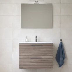 Mia ensemble meuble 79x61x39,5 cm avec miroir, lavabo et éclairage LED, Cordoba (MIASET80C)