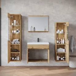 MINIO go for it, ensemble de meubles de salle de bain NIKITA chêne wotan, 4 pièces