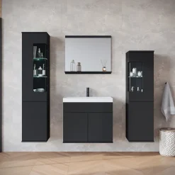 MINIO go for it, ensemble de meubles de salle de bain NIKITA noir, 4 pièces