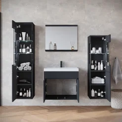 MINIO go for it, ensemble de meubles de salle de bain NIKITA noir, 4 pièces