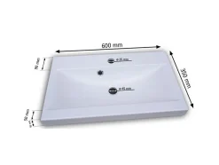 MINIO go for it, Set de meubles de salle de bains 4 pièces ALBECK, avec lavabo, blanc brillant / chêne wotan