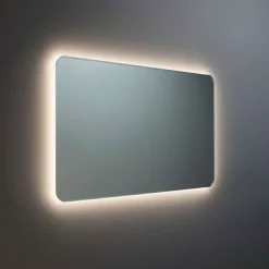 Miroir à bord poli 100x70 cm avec coins arrondis et rétroéclairage périmétrique