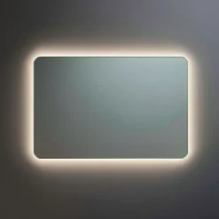 Miroir à bord poli 100x70 cm avec coins arrondis et rétroéclairage périmétrique