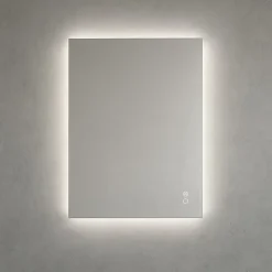 Miroir à bord poli 120x60 cm avec rétroéclairage périmétrique, interrupteur tactile et système antibuée