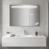 Miroir à bord poli 120x70H cm avec sablage frontal rétroéclairé led