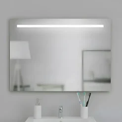 Miroir à bord poli 120x70H cm avec sablage frontal rétroéclairé led