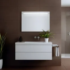 Miroir à bord poli 120x70H cm avec sablage frontal rétroéclairé led