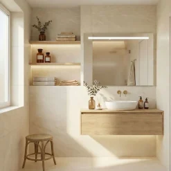 Miroir à bord poli 120x70H cm avec sablage frontal rétroéclairé led