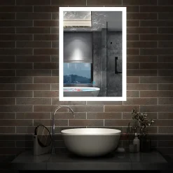 Miroir de salle de bain 50x70cm LED tricolore anti-buée + mémoire + dimmable, AICA SANITAIRE