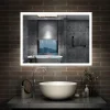 Miroir de salle de bain 60x50cm LED tricolore anti-buée + mémoire + dimmable, AICA SANITAIRE