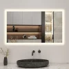 Miroir de salle de bain 80x60cm LED tricolore anti-buée + mémoire + dimmable, AICA SANITAIRE