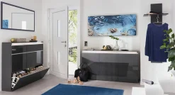 Miroir Adelchi, Miroir de salle de bain, 100% Made in Italy, 120x2h60 cm, Anthracite Brillant