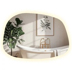 Miroir asymétrique led Tulup 49 x 34 cm design lumière neutre