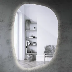 Miroir asymétrique led Tulup 49 x 34 cm design lumière neutre